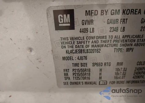 2020 Buick Encore Awd Preferred из США, поврежденный, VIN KL4CJESB1LB320162